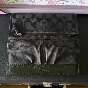 Coach Black Signature Canvas Fold Wallet